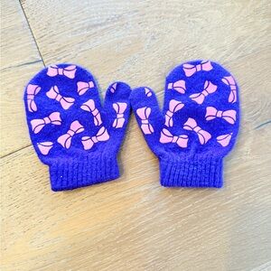 Toddler mittens purple with pink hearts size one size